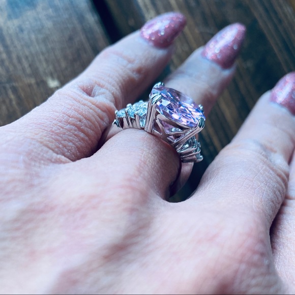 CZ Rhodium Over Sterling Silver Ring 16.13ctw - Picture 2 of 8